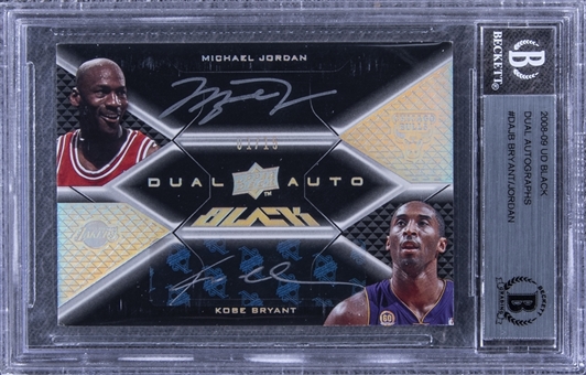 2008-09 UD Black Dual Autographs #DAJB Kobe Bryant/Michael Jordan Dual Signed Card (#01/15) - BGS Authentic